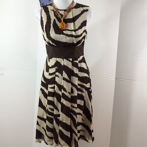 MMK brown/tan silk pleated dress 2